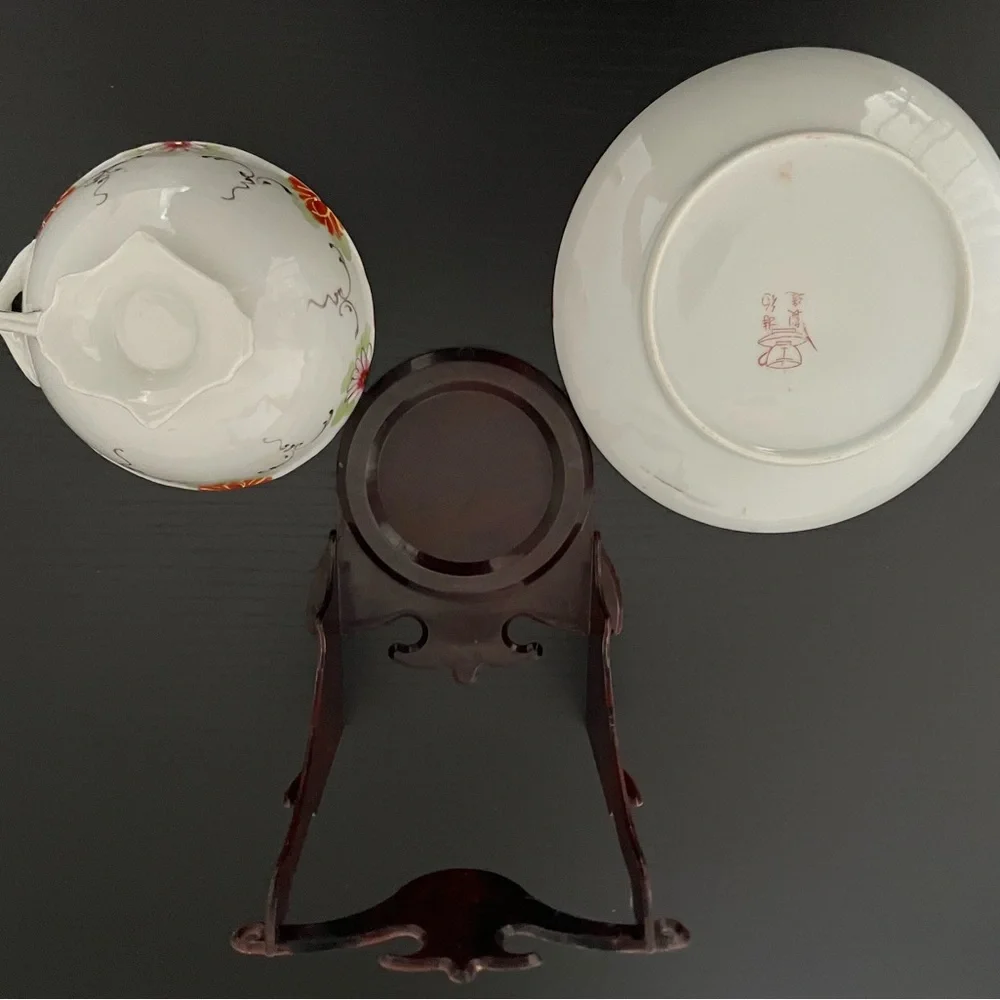 Vintage Chinese Asian Tea Cup & Saucer  - Hand Painted.